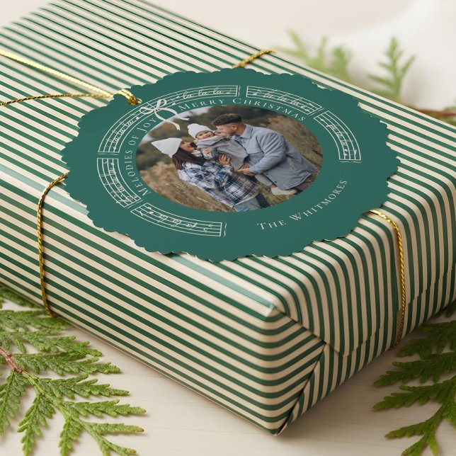 Carte Décorative Fa La Vintage Partition Musique Famille Photo Noël (Fa La Vintage Sheet Music Family Photo Christmas Ornament Card)