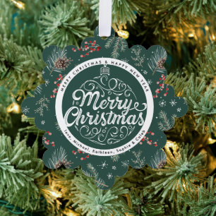 Carte Décorative Fleurs de Noël Botanique rouge et vert