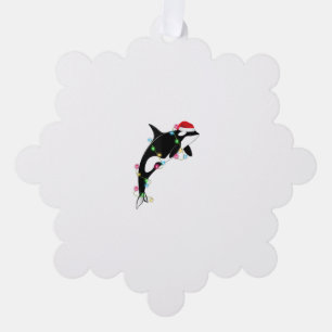 Carte Décorative Funny Orca Tueur Baleine Santa Chapeau Mer de Noël