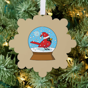 Carte Décorative Globe des neiges avec cardinal rouge mignon