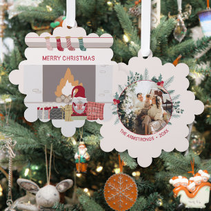 Carte Décorative Gnome nordique cosy cheminée Noël Photo