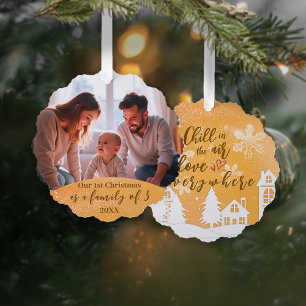 Carte Décorative Gold 1er Noël Famille de 3 photos de devis