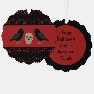 Carte Décorative Gothique crâne et gardien Ravens Halloween Custom