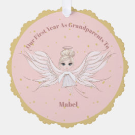 Carte Décorative Grand-parents Premier Noël Photo Angel Or rose