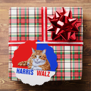 Carte Décorative Harris Walz 2024 Manifestement Chat Rouge Bleu