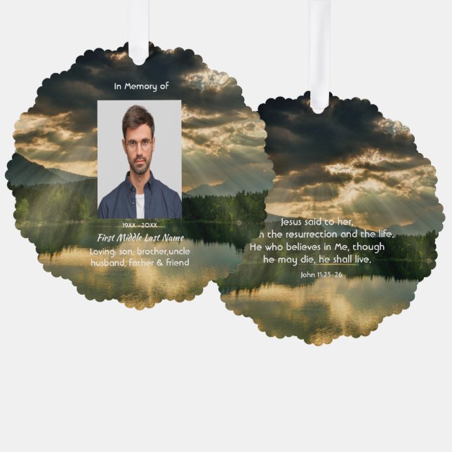 Carte Décorative John 11: 25, Scripture Memorial Keepsake  (Recto/Verso)