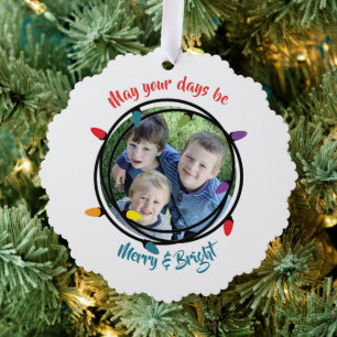 Carte Décorative Joyeux et brillants feux de Noël avec photo