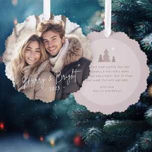 Carte Décorative Joyeux et lumineux script photo lumière rose taupe