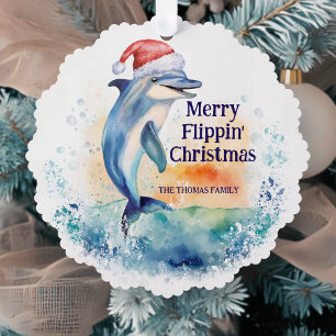 Carte Décorative Joyeux Flippin' Noël Dauphin Père Noël