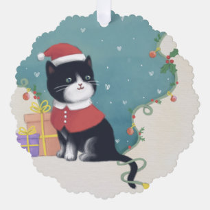 Carte Décorative Joyeux Noël : Art d'illustration de chat