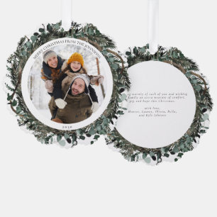 Carte Décorative Joyeux Noël Dusty Winter Greenery Photo Wreath