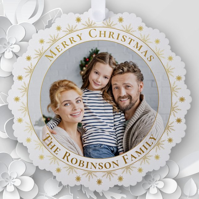 Carte Décorative Joyeux Noël Elégant Faux Gold Family Photo (Créateur téléchargé)