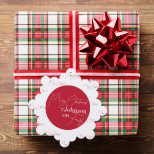 Carte Décorative Joyeux Noël Famille moderne Rouge