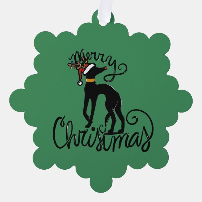 Carte Décorative Joyeux Noël Greyhound Reindeer (Recto)