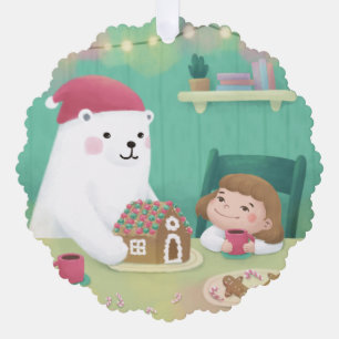 Carte Décorative Joyeux Noël : Ours Polaire & Enfant