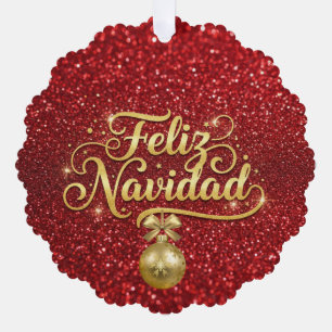 Carte Décorative Joyeux Noël, paillettes rouges