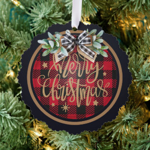 Carte Décorative Joyeux Noël Rouge Buffalo Plaid