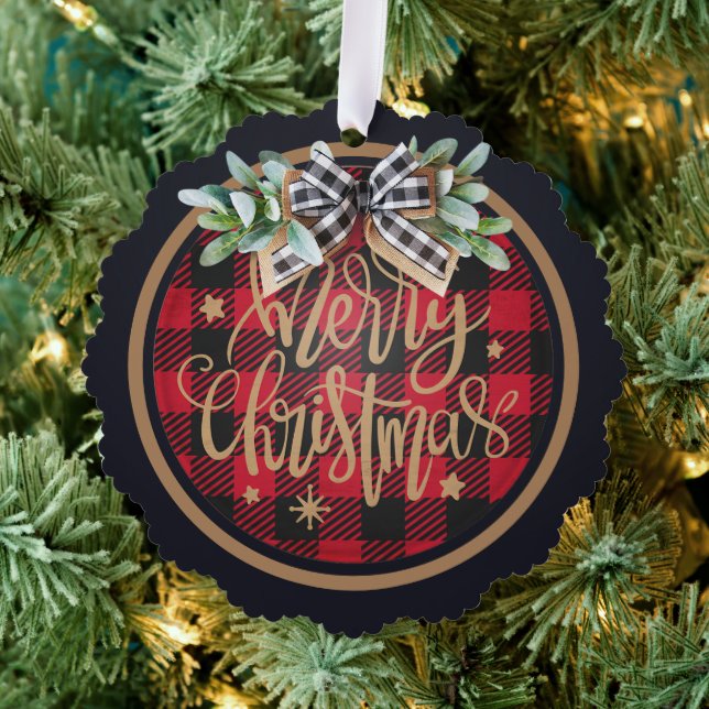 Carte Décorative Joyeux Noël Rouge Buffalo Plaid (Insitu (Arbre))