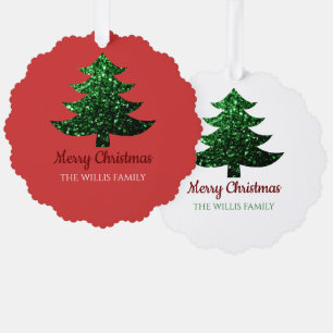 Carte Décorative Joyeux sapin de Noël brillant Nom personnalisé