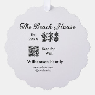 Carte Décorative La maison de plage ajouter nom de famille Q R scan