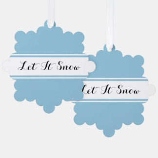 Carte Décorative LAISSEZ-LE NEIGE Texte fantaisie Ardoise Bleu Blan