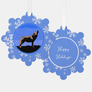 Carte Décorative Loup hurlant en hiver - Art animalier original