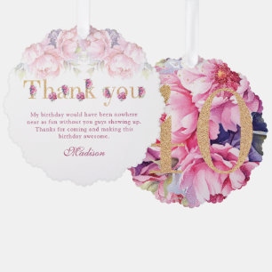 Carte Décorative Luxe 40e anniversaire Floral Pink Gold Parties sci