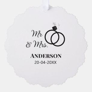 Carte Décorative M. & Mme ajouter nom de famille date année mariage