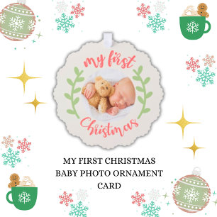 Carte Décorative Ma première photo de bébé de Noël