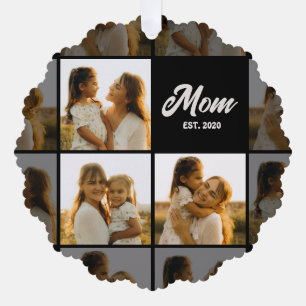 Carte Décorative Maman Modèle de Script Noir 3 Grille de Photos