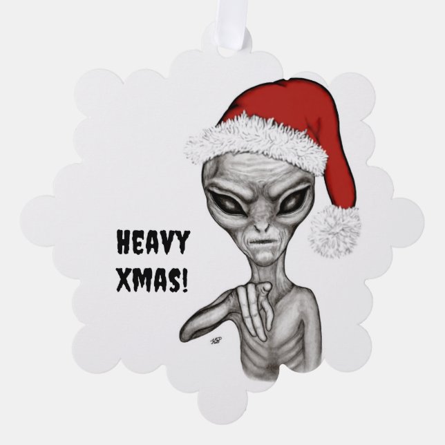 Carte Décorative Mauvais Alien, Lourds Noël ! (Recto)