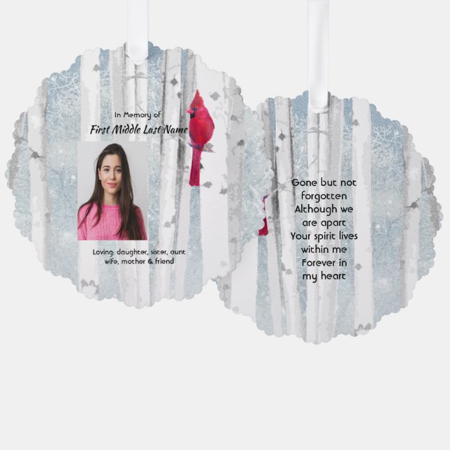 Carte Décorative Memorial Keepsake Cardinal Bird (Recto/Verso)