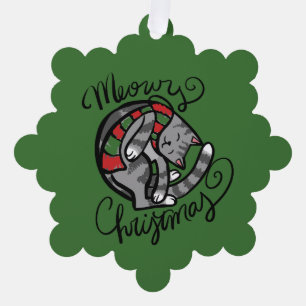 Carte Décorative Meowy Christmas Grey Cat Art