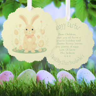 Carte Décorative Mignonne Lapin De Pâques Avec Oeufs Jaune De L'Éch