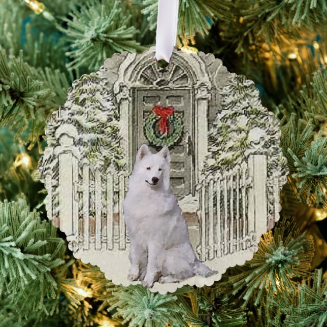 Carte Décorative Mignonne Samoyed Amateurs Noël (Insitu (Arbre))