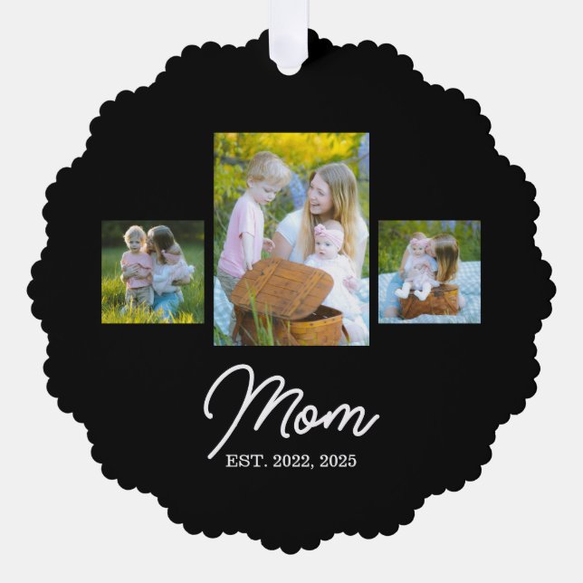 Carte Décorative Mom Established Modern Script Black 3 Photo (Recto)