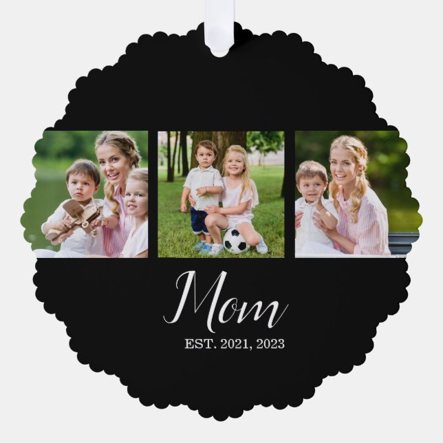 Carte Décorative Mom Established Script Black 3 Photo (Recto)