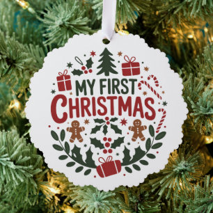 Carte Décorative Mon premier Noël 1er Noël Famille assortie bébé 