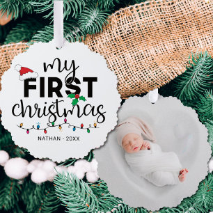 Carte Décorative Mon premier Noël avec photo de nom