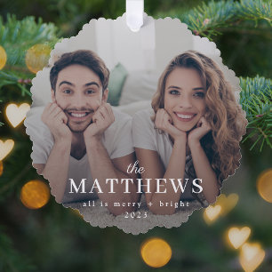 Carte Décorative Noël élégant Minimale photo d'un couple amusant