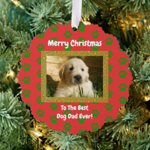 Carte Décorative Noël Meilleur Chien Papa Jamais Pet Photo
