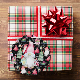 Carte Décorative Noël Père Noël Gnome Black Color Nom Date Papier