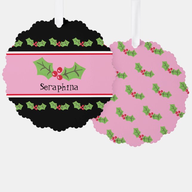 Carte Décorative Noël personnalisé Holly & Berries (Recto/Verso)