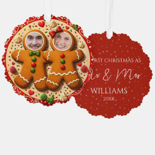 Carte Décorative Notre premier Noël M. et Mme Fun Gingerbread Photo