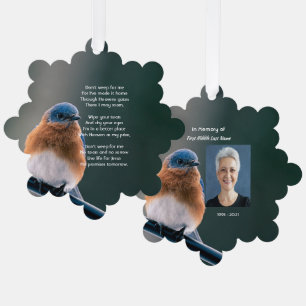 Carte Décorative Oiseau de jardin Bluebird photo mémorial chrétien 
