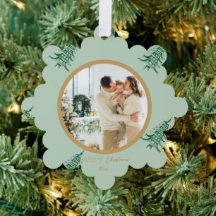Carte Décorative Pagode verte Sage Joyeux sapin de Noël Arbre 2 pho