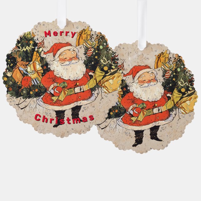 Carte Décorative Père Noël Arbres - Noël (Recto/Verso)