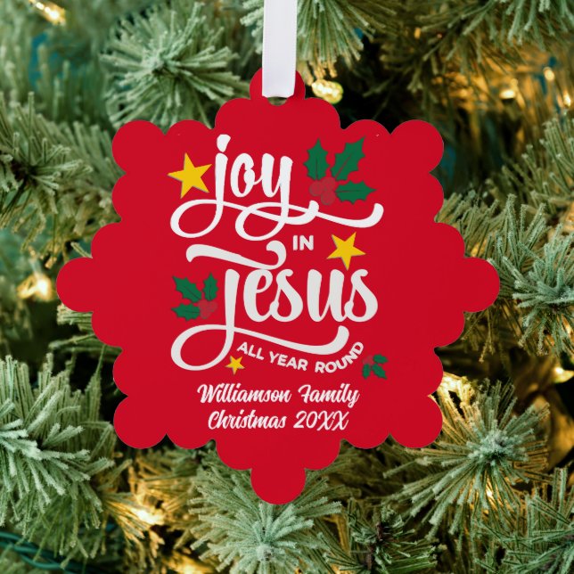 Carte Décorative Personalized JOY IN JESUS Christian Christmas RED (Insitu (Arbre))