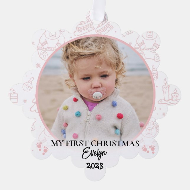 Carte Décorative personnalisation Baby First Noël keepsaké (Recto)
