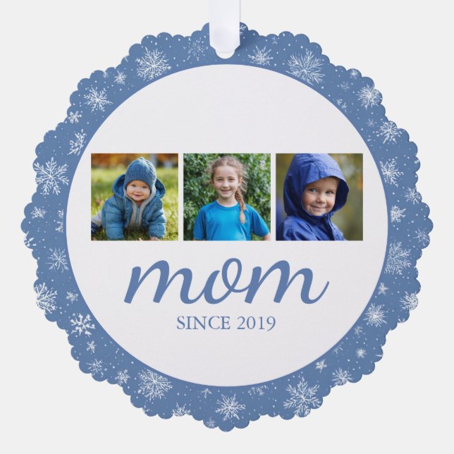 Carte Décorative Photo Collage Mom Christmas Ornament Card (Recto)